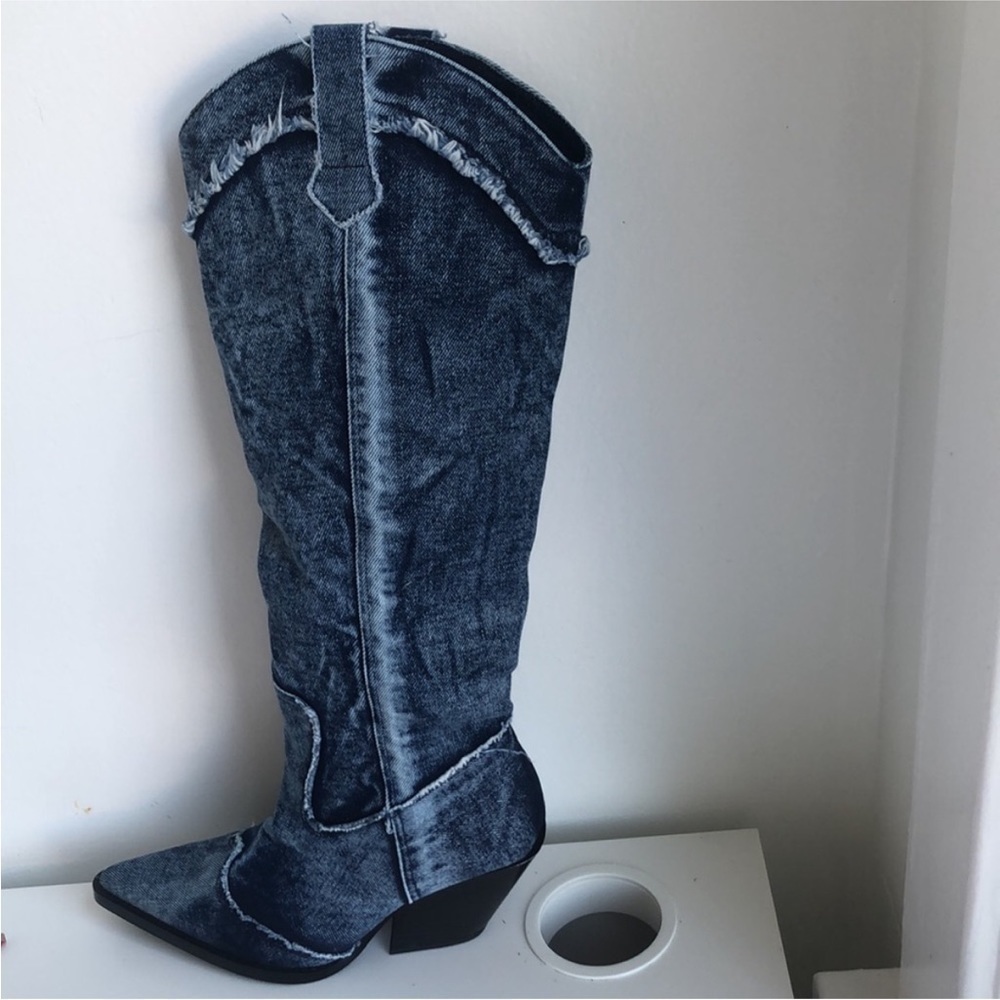 ZARA Denim Cowboy Boots 3051/210 - Picture 16 of 16